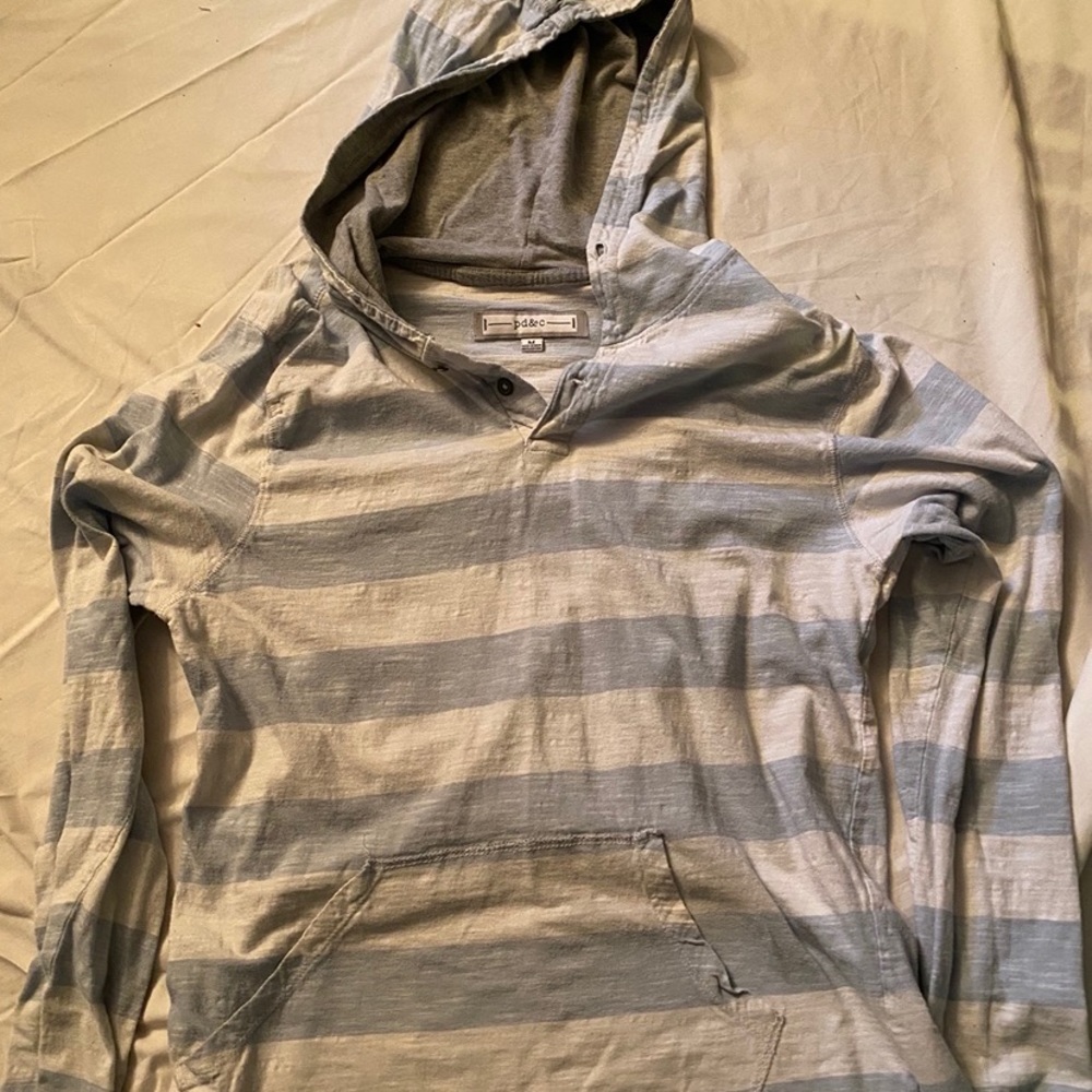 Grey and white striped hoodie